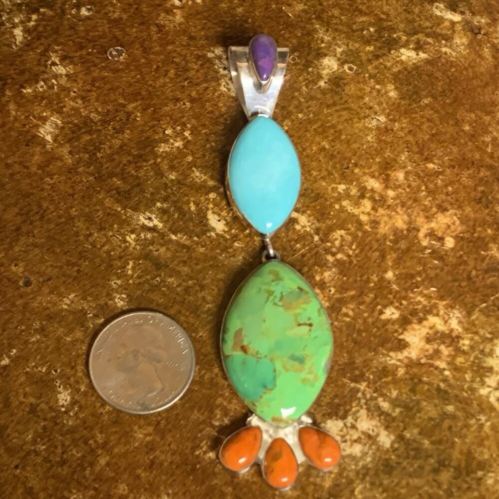 Jay King Necklace & Pendant Sterling Silver & Orange Jasper Necklace w/ Multi st - Picture 9 of 11